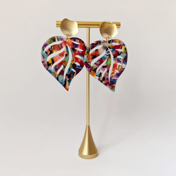 RawGems Jewelry - 💎 Multicolor Acrylic Leaf Drop Earrings